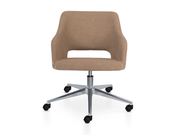 PARADISE 5 WAYS - Upholstered height-adjustable leather office chair with castors by 5A Design - view 3